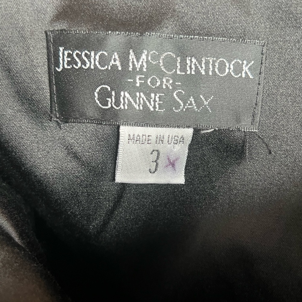 Jessica McClintock Gunne Sax Little Black Mini Dress Sexy Cocktail Party Vintage - Picture 9 of 12